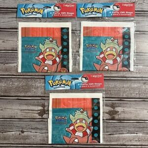 Vintage Pokemon Slowking Lot 3 Packages of 8 Party Gift Loot Bags 2000‎ Nintendo